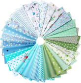 CraftsFabrics 100% Cotton 30/Pcs Floral Fruits Ice Cream Leaves Printed Multi Colours Organic Poplin for Crafting, Home Décor, Kid's Craft